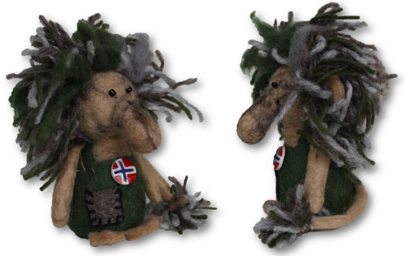 Stående håndlagde troll i tovet ull
